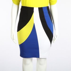 Premise Asymmetrical Color Block Pencil Skirt SZ10
